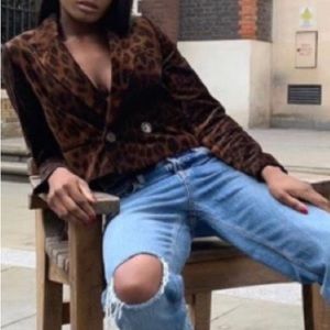 Zara Brown Leopard Print Blazer